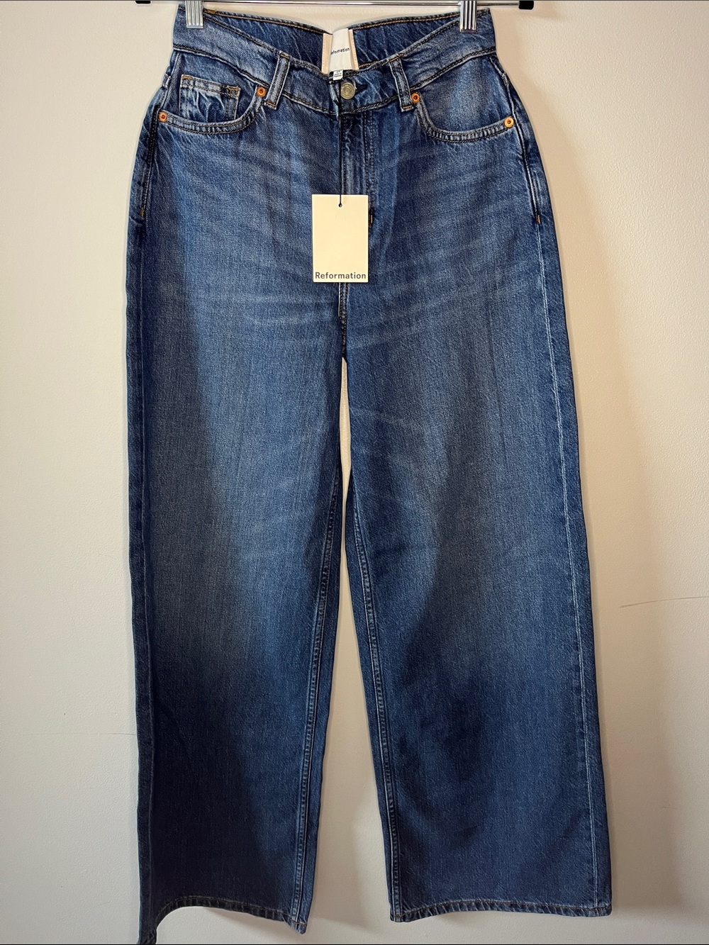 Reformation Rui Lived-in Wide Leg Baggy Jeans size 23” soft but sturdy denim